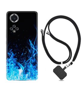 Huawei Nova Y70 Y90 Nova 9 SE  Kılıf Boyun Askılı Silikon Blue Fire 1678