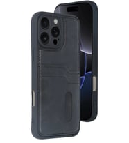 iPhone 16 Pro Kılıf Sara Kartvizitli Deri Kılıf - Siyah