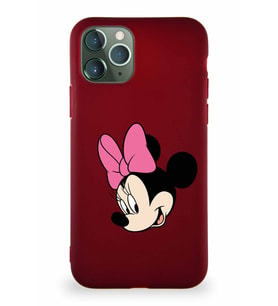 Apple iPhone 11 Pro Soft Premier Kapak Minnie Mouse-B Tasarımlı Silikon Kılıf - Mürdüm (Şeffaf)