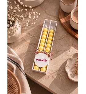 Mumelia Bubble Şamdan - Doğal Soya Kutulu Dekoratif Mum - 2'li - Sarı - 1 Kutu