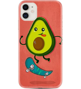 Apple iPhone 11 12 13 Mini Kılıf Desemli Silikon Avokado Skate 1741