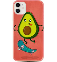 Apple iPhone 11 12 13 Mini Kılıf Desemli Silikon Avokado Skate 1741