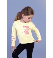 Toontoy Kız Çocuk Baskılı Tişört (Sarı)
