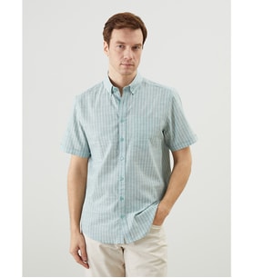 LCWAIKIKI Classic Yeşil Regular Fit Çizgili Poplin Erkek Gömlek