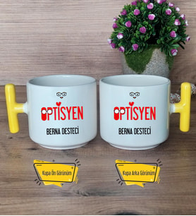 Optisyen Kupa Bardak T Sarı Kulplu Tıp Bayramı Hediyesi