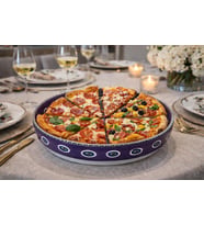 El Yapımı Çini Pizza Tabağı 30 cm – Nazar Motifli Seramik Servis Tabağı Sunum & Sofra Dekoru