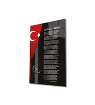 İstiklal Marşı ve Türk Bayrağı Cam Tablo Modern Ev Ofis Salon Hediyelik Büyük Tablo Duvar Dekoru (Çok Renkli)