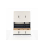 Arges Dolap 8 Raflı 2 Çekmeceli 6 Kapaklı 132x30x195 Antrasit-Aytaşı/Çam