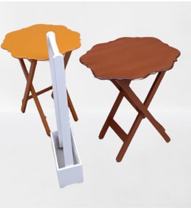 Zigon Çanta 90075 Sehpa Yonca Model 2li Takım Ahşap MDF Hardal-Ceviz Renk El Yapı