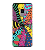 PrintiFy Samsung Galaxy S9 ile Uyumlu 1mm Slim Fit Retro Colors 4 Baskılı Şeffaf  Kılıf
