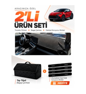 TOYOTA CHR HEAD UP DİSPLAY YOK (2024-2026) Uyumlu Torpido Örtüsü + Tay Tüyü Çanta Seti - Siyah