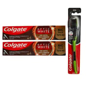 Optic White Kahve, Çay ve Tütün Kullanıcıları Için Süper Clean Black Orta Diş Fırçası + Macun 125 ml