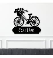 Bisiklet Temalı Kişiye Özel Dekoratif Tablo (Siyah)