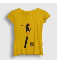 Presmono Kadın Sarı Sword Film Kill Bill T-Shirt 246472tt