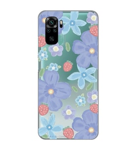 Redmi Note 10/Note 10S Uyumlu Çiçek ve Çilek Desenli Şeffaf Telefon Kılıfı