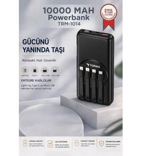 Torima Taşınabilir Batarya 10000 Mah Hızlı Şarj Dijital Göstergeli Magsafe Powerbank TRM-1014 Siyah