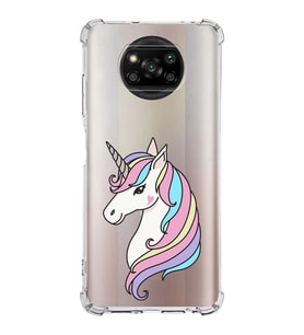 Xiaomi Poco X3 Köşe Korumalı Antişok Kapak Unicorn Tasarımlı Şeffaf Silikon Kılıf