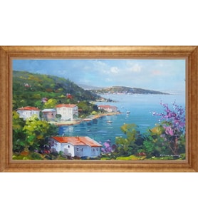EV İŞYERİ OFİS İÇİN ALTIN ÇERÇEVELİ PASPARTULU TABLO VB428