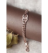 Zincir Kalın Bileklik Yuvarlak Zirkon Taşlı Beyaz Silver 925 Ayar Gümüş Bileklik (Rose)