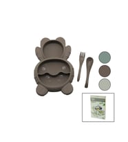 AYICIK MODEL=3 BÖLMELİ BEBEK BESLENME SETİ 3PCS=MAMA KABI-KAŞIK-ÇATAL 500ML RENKLİ PLST (5343)