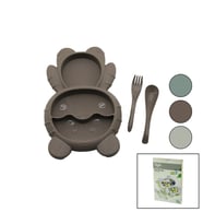 AYICIK MODEL=3 BÖLMELİ BEBEK BESLENME SETİ 3PCS=MAMA KABI-KAŞIK-ÇATAL 500ML RENKLİ PLST (5343)