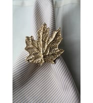 6 Adet Gold Vintage Çınar Yaprağı Metal Peçete Halkası - Napkin Ring