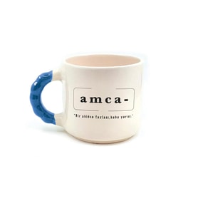 Amca Baskılı Mavi Kulplu Boncuk Kupa