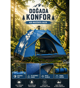 Su Geçirmez Kamp Çadırı Otomatik Kurulum 2 3 Kişilik Outdoor Çadır