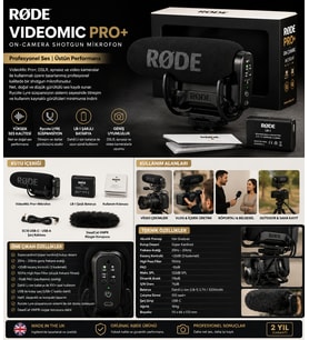 RØDE VideoMic Pro+ Profesyonel Kamera Üstü Shotgun Mikrofon