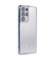 Samsung Galaxy S21 Ultra Kılıf Kamera Korumalı Lensli Silikon - Açık Mavi