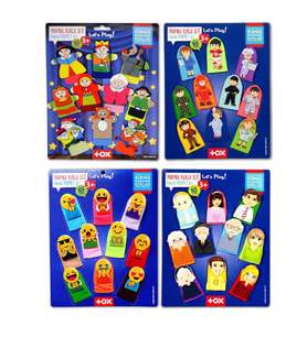 4 Set - 40 Parça Tox Masal Kahramanları, Aile Bireyleri , Meslekler ve Emojiler Parmak Kukla T225 T106 T752 T762