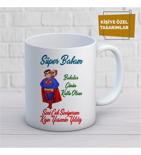 Kişiye Özel İsim Yazılabilir Süper Babam Babalar Günün Kutlu Olsun Kupa Bardak