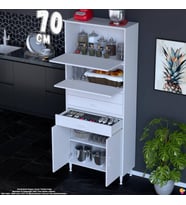 Eliusta Lorin 70 cm 4 Kapaklı Raflı Çok Amaçlı Mutfak Kiler ve Depolama Dolabı Beyaz Boy Dolabı-70x194x32 cm