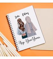 Kız Arkadaş Tesettürlü - Açık ( Hep Yan Yana ) Tasarımlı Defter Kişiye Özel