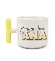 Anayım Ben Ana Baskılı Sarı Kulplu T Kupa