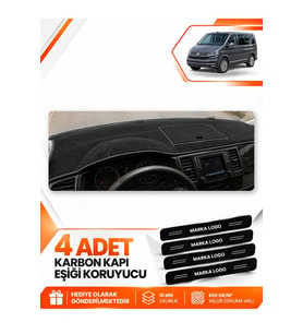 VOLKSWAGEN TRANSPORTER T6 KAPAKLI (2015-2020) Uyumlu Ön Torpido Koruma Kılıfı Halısı - Siyah