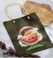BK Gift Yaz Temalı Haki Halat Saplı Kumaş Plaj Çantası -18, Baskılı Omuz Çantası, Alışveriş Çantası, Arkadaşa Hediye, Sevgiliye Hediye