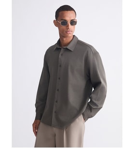 LCW Vision Haki Slim Fit Uzun Kollu Erkek Gömlek