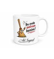 İsimli Süpürge Desenli Komik Ev Hanımı Kupası Hediye Bardak Özel Tasarım