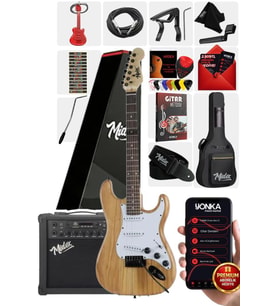 Midex RPH-320WD-25AMP Ahşap Renk Strat Kasa SSS 25W Amfili Elektro Gitar Seti