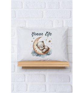 Pia Baby Premium %100 Pamuk İsme Özel Erkek Bebek Yastık Kılıfı 35*45 cm 5039-12