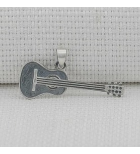 Gitar Tasarımlı 925 Ayar Gümüş Erkek Kolye Ucu
