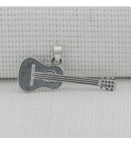 Gitar Tasarımlı 925 Ayar Gümüş Erkek Kolye Ucu