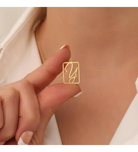Kişiye Özel 925 Ayar Gümüş Zarif Harf Kolye (Gold)