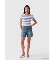 LCW Jeans İndigo Çapraz Düğme Kapamalı Kadın Jean Şort