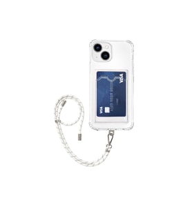 Apple iPhone 13-14 Kartlıklı Askı+Aparatlı Antişok Kılıf Beyaz