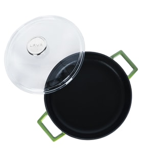 Lava Döküm Çok Amaçlı Yayvan Tencere. Glaze Serisi Çap(Ø)28cm. (Yeşil)
