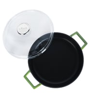 Lava Döküm Çok Amaçlı Yayvan Tencere. Glaze Serisi Çap(Ø)28cm. (Yeşil)
