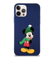 Apple iPhone 12 Pro Soft Premier Kapak Mickey Mouse-G Tasarımlı Silikon Kılıf - Lacivert (Şeffaf)
