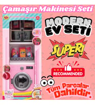Çamaşır Makineli Banyo Seti - Modern Banyo Seti - Minyatür Ev Oyuncak Seti - Banyo Oyuncak Seti - Ça
